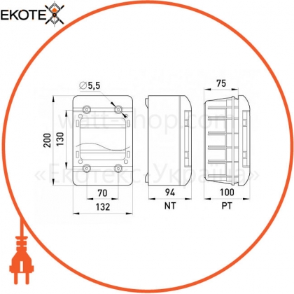 Enext 6661-205непр корпус пластиковый навесной (nt) 5-модульный, однорядный, ip 40, с непрозрачной дверкой