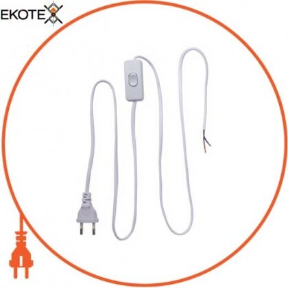 Enext l020003 шнур с вилкой и переключателем e.wire. switch/plug. white, белый, 2х0,75, 1,5 м