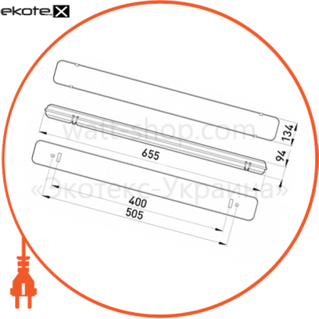 Enext l001035 светильник люминесцентный с призматическим плафоном e.lum.cpw.2.20.new 2х20w ip65 (новый дизайн)