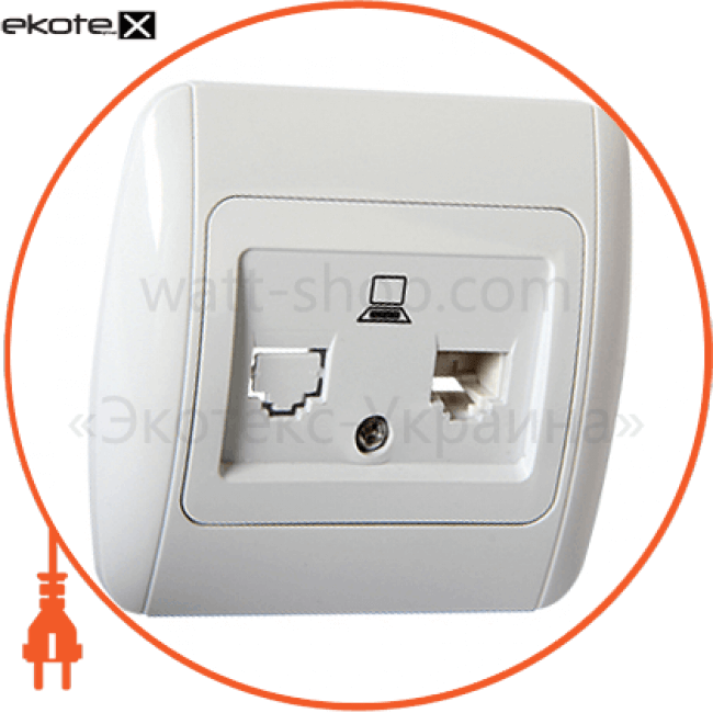 Розетка e.install.stand.819С1 комп'ютерна одинарна з рамкою, Enext, s035032