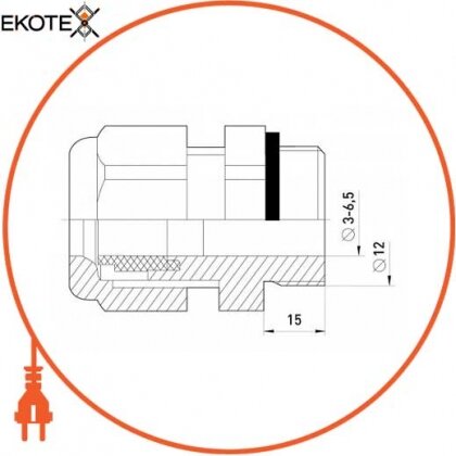 Enext s048001 кабельный ввод e.pgl.stand.11, с удлиненной резьбой и уплотнителем