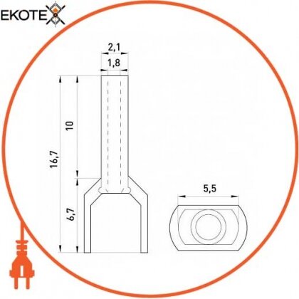 Enext s4037002 ізольований наконечник e.terminal.stand.te.2.0.75.blue (te7510 blue) 2x0,75 кв.мм, блакитний