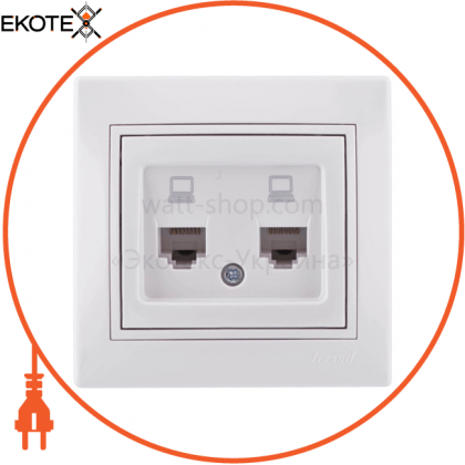 Розетка комп'ютерна подвійна 701-0202-141 Колір Білий/Білий 2 шт. RJ45 роз'єм CAT5, Lezard, 701-0202-141