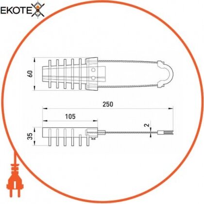 Enext p027001 анкерный изолированный зажим e.i.clamp.pro.rope.25.70, 25-70 кв.мм, на тросике