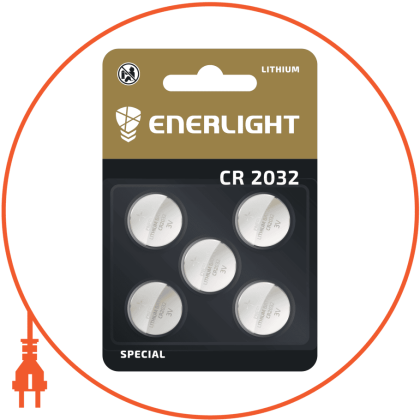 Батарейка ENERLIGHT LITHIUM CR 2032 BLI 5, Enerlight, 70320105