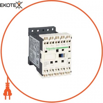 TeSys K contactor - 3P - AC-3 <= 440 V 9 A - 1 NC aux. - 24 V DC coil, Schneider, LP4K09013BW3