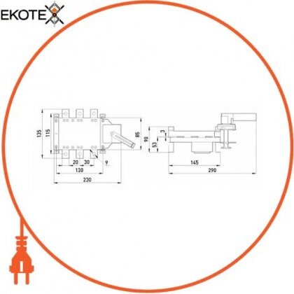 Enext i0590010 выключатель-разъединитель нагрузки e.industrial.ukgz.160.3, 3р, 160а, с боковой рукояткой управления