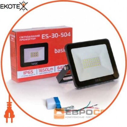 Прожектор світлодіодний ES-30-504 і фотореле (набір BASIC), Евросвіт, 56659