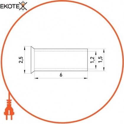 Enext s4038001 неизолированные наконечник e.terminal.stand.en.0.75.6 0,75 кв.мм, l = 6 мм