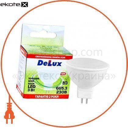Delux 90002118 лампа светодиодная delux jcdr 3вт 6000k 220в gu5.3 холодный белый