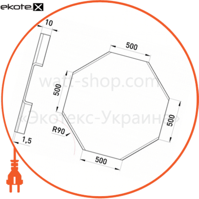 Кришка хрестовини W:500, H:10 мм, Enext, 350-K