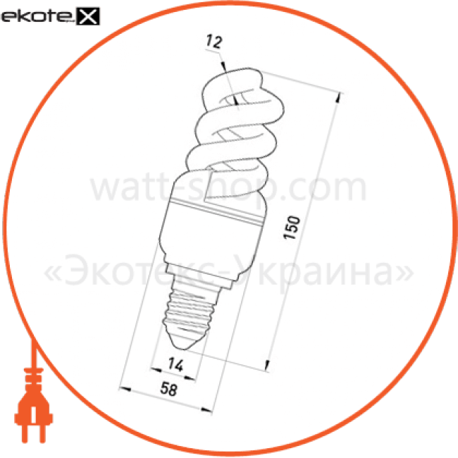 Лампа енергозберігаюча e.save.screw.E14.18.2700, тип screw, цоколь Е14, 18W, 2700 ДО, Enext, l0250007