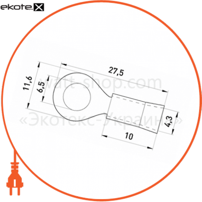 Enext s1036009 изолированный наконечник e.terminal.stand.rv1.1,25.6. yellow 0,5-1,5 кв. мм, желтый