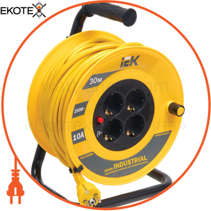 Котушка УК30 з термозахистом 4 місця 2P+PE/30м 3х1,0мм2 INDUSTRIAL IEK, IEK, WKP14-10-04-30