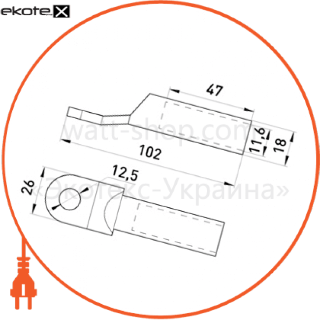 Enext s038006 медно-алюминиевый кабельный наконечник e.end.stand.ca.dtl.1.70