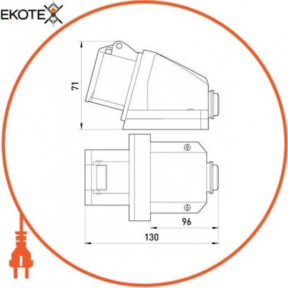 Силова розетка стаціонарна e.socket.pro.5.16, 5п., 380В, 16А (115), Enext, p012007