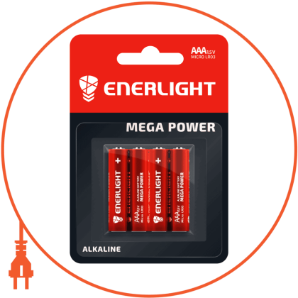 Батарейка ENERLIGHT MEGA POWER AAA BLI 4, Enerlight, 90030104