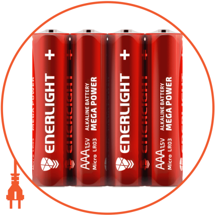 Батарейка ENERLIGHT MEGA POWER AAA FOL 4, Enerlight, 90030204