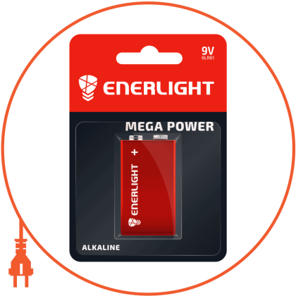 Батарейка ENERLIGHT MEGA POWER 6LR61 BLI 1, Enerlight, 90220101