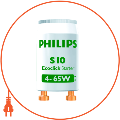 Стартер Philips S10 4-65W SIN 220-240V WH 2BC/10 (2 шт у блістері), Philips, 928392210186