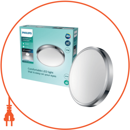 Світильник DORIS CL257 EC RD 17W 40K C HV IP44 06 для ванної кімнати, хром, Philips, 929002514301
