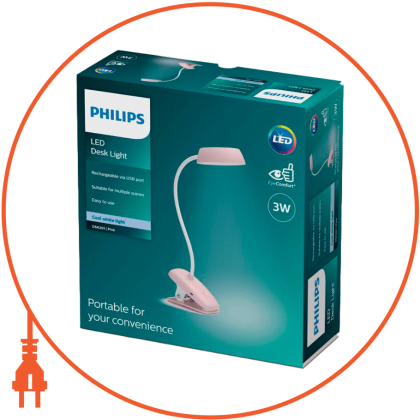 Світильник настільний акумуляторний кліпса Donutclip DSK201 PT 3W 40K P USB 02 рожевий, Philips, 929003179627
