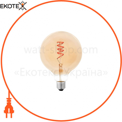 Лампа светодиодная DELUX G125 6 Вт 2200K 220В E27 amber spiral  filament