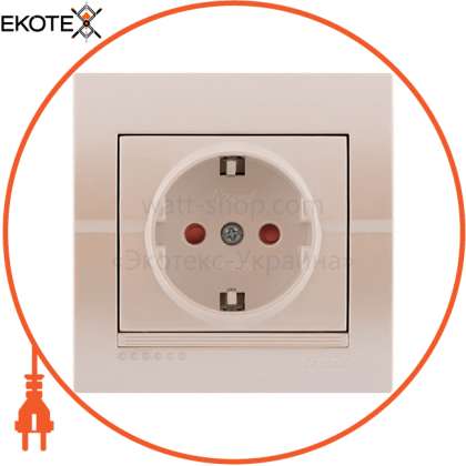 Розетка з/з - FireProof Бакеліт 702-3030-122B Колір Перлинно-білий металік 250V 16A~, Lezard, 702-3030-122B