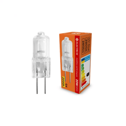Лампа низковольтна галогенна капсульна ELECTRUM 20W 12V G4  A-HC-0115, Electrum, A-HC-0115