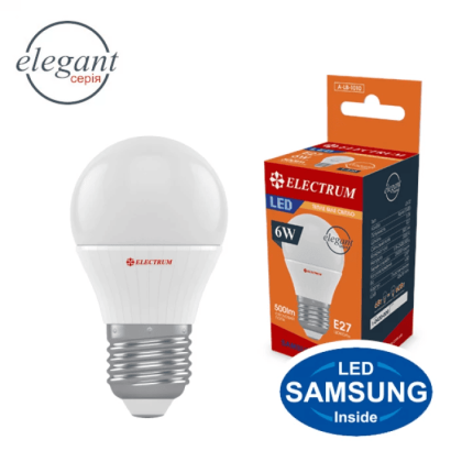 Лампа світлодіодна куля ELECTRUM 6W E27 3000K  A-LB-1010, Electrum, A-LB-1010.