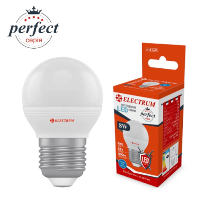 Лампа світлодіодна куля ELECTRUM 8W E27 4000K A-LB-1431, Electrum, A-LB-1431