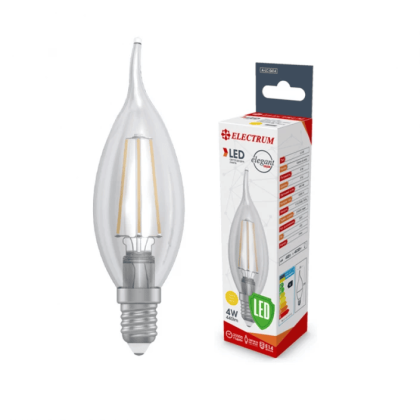 Лампа світлодіодна свічка на вітрі ретро Electrum Filament LC-4F 4W E14 3000K (A-LC-0414), Electrum, A-LC-0414