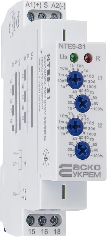 Реле часу асиметричного циклу  NTE9-S1 AC/DC 12-240V, АСКО-УКРЕМ, A0010240007