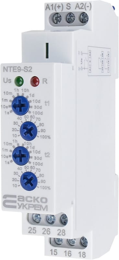 Реле часу асиметричного циклу NTE9-S2 AC/DC 12-240V, АСКО-УКРЕМ, A0010240008