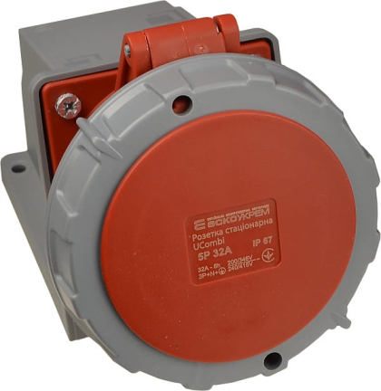 Розетка стаціонарна серії  UСombi 5P  32A IP 67, АСКО-УКРЕМ, A0080010155