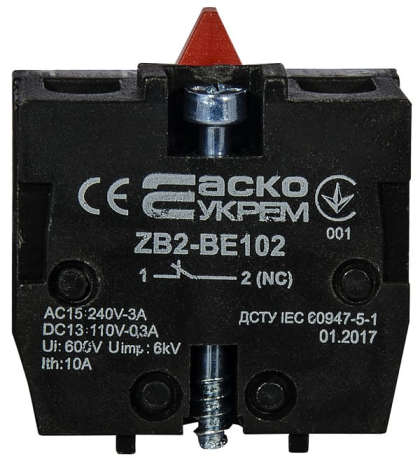 ZB2-BE102 NС Контакт до постів, АСКО-УКРЕМ, A0140010028