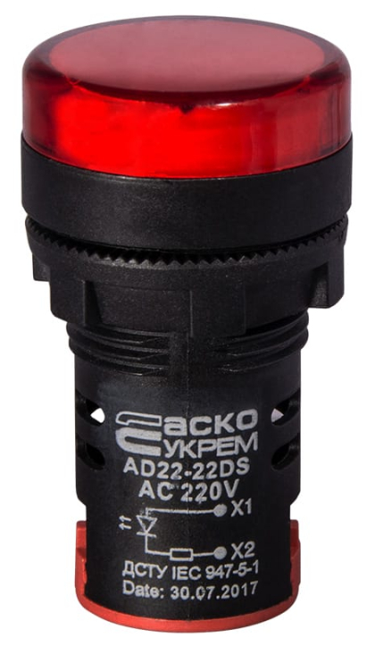 Сигнальна арматура AD22-22DS червона 220V АC, АСКО-УКРЕМ, A0140030038