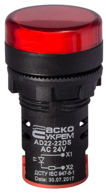 Сигнальна арматура AD22-22DS червона 24V АC/DC, АСКО-УКРЕМ, A0140030047
