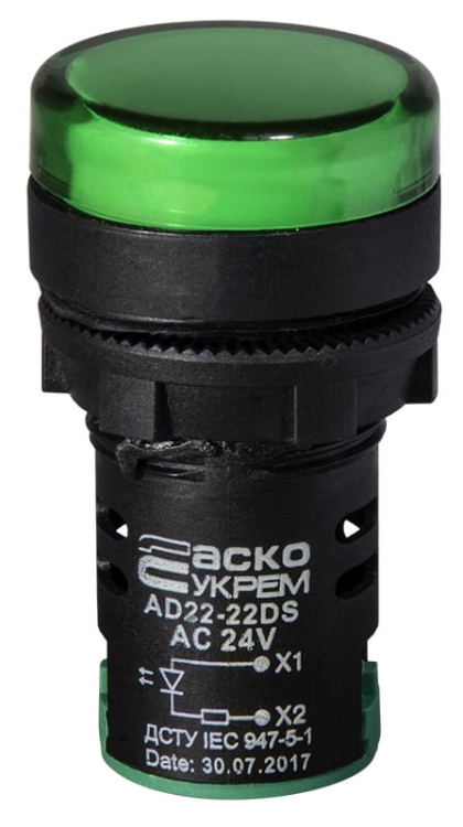 Сигнальна арматура AD22-22DS зелена 24V АC/DC, АСКО-УКРЕМ, A0140030048