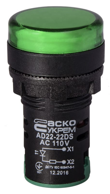 Сигнальна арматура AD22-22DS зелена  110V АC, АСКО-УКРЕМ, A0140030066