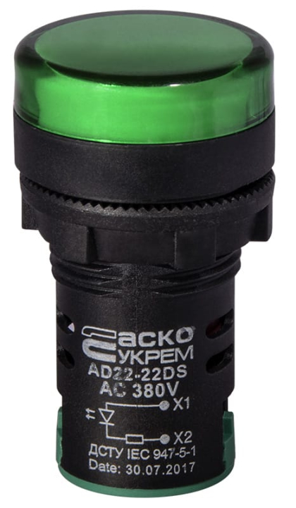 Сигнальна арматура AD22-22DS зелена 380V АC, АСКО-УКРЕМ, A0140030151