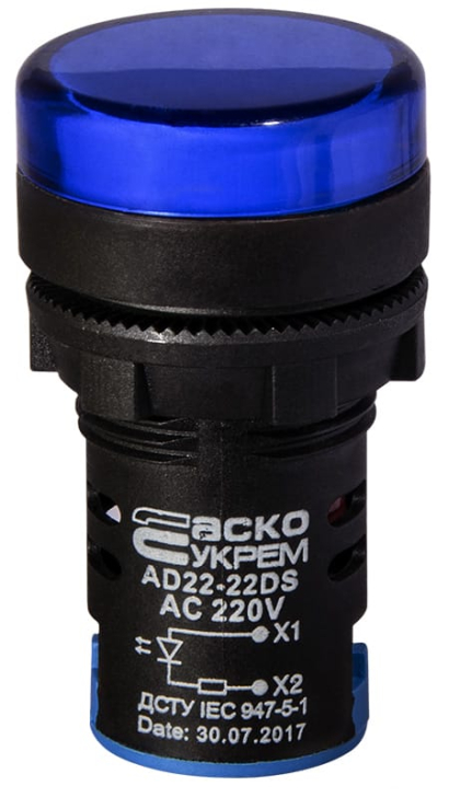 Сигнальна арматура AD22-22DS синя 220V АC, АСКО-УКРЕМ, A0140030152
