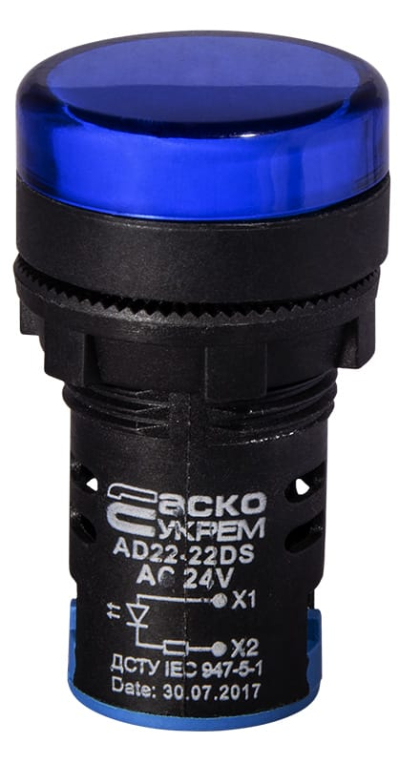 Сигнальна арматура AD22-22DS синя 24V АC/DC, АСКО-УКРЕМ, A0140030153