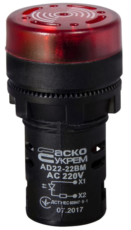 Зумер блимаючий AD22-22 BM/r червоний 220V АC, АСКО-УКРЕМ, A0140030159