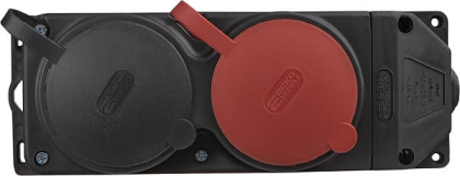 Колодка каучукова 3Р+РЕ з захисними кришками двомісна (1×25А/1×16A*2P+PE) IP44, АСКО-УКРЕМ, A0250010011
