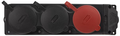 Колодка каучукова 3Р+РЕ з захисними кришками тримісна (1×25А/2×16A*2P+PE) IP44, АСКО-УКРЕМ, A0250010013