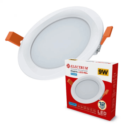 Світильник стельовий вбудований світлодіодний круглий ELECTRUM 9Вт 4000К  LEO M  B-LD-1956, Electrum, B-LD-1956
