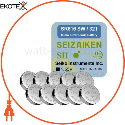 Оксид-срібно-цинкова батарейка Seizaiken "таблетка" 377/SR626SW 10шт/уп, Seizaiken, B-SZK-SR626SW-B10F
