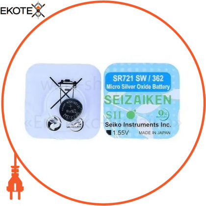 Оксид-срібно-цинкова батарейка Seizaiken "таблетка" 362/SR721SW 10шт/уп, Seizaiken, B-SZK-SR721SW-B10F