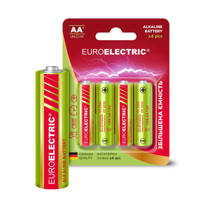 EUROELECTRIC Батарейка лужна AA LR03 1,5V PE блістер 4шт, Euroelectric, BL-AA-EE(4)PE